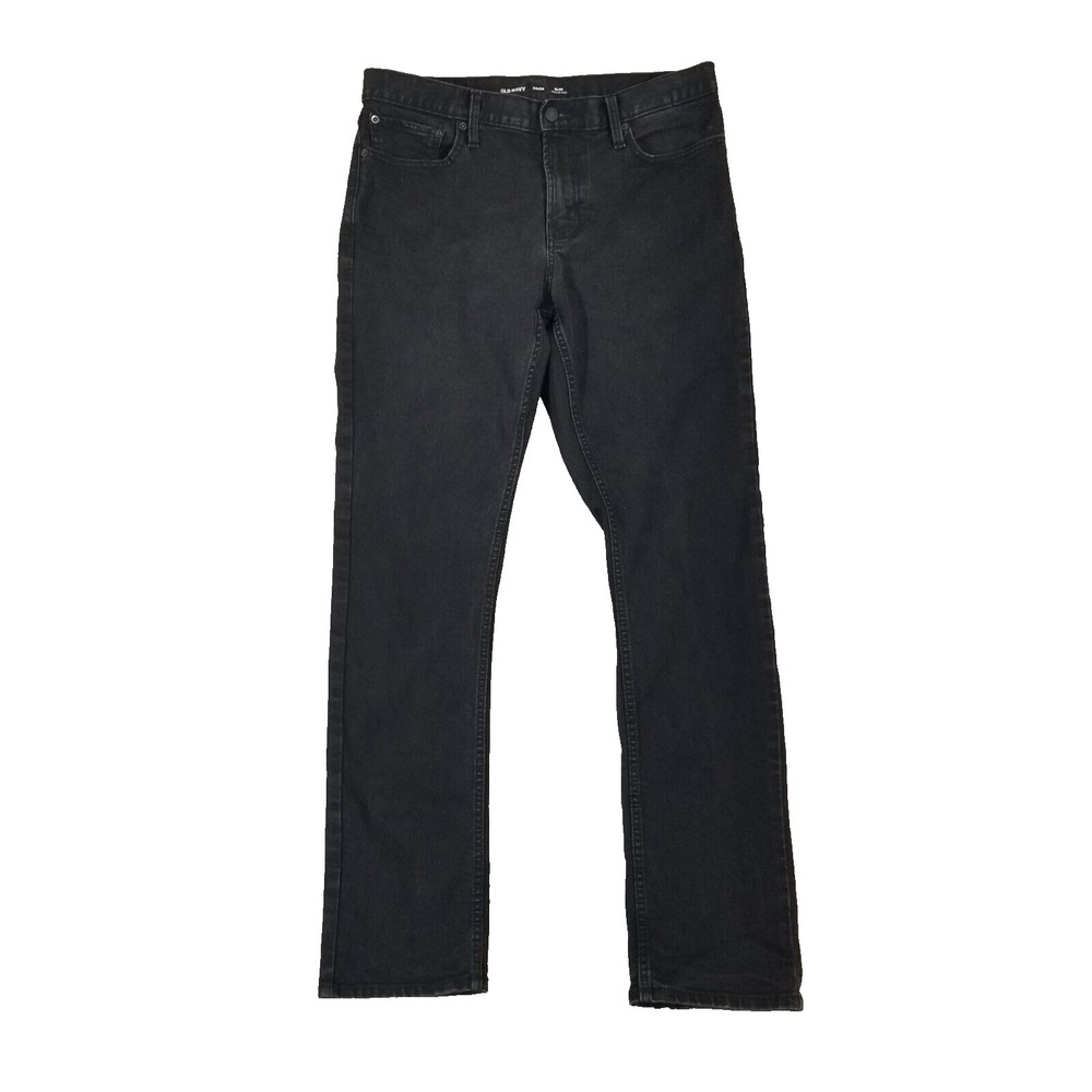 Old Navy Jeans Men 34x34 Black Slim Straight Built-In Flex Stretch Retro Denim
